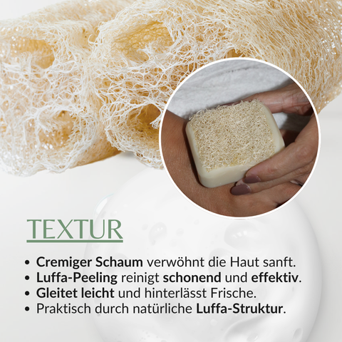 Olivenseife mit Luffa